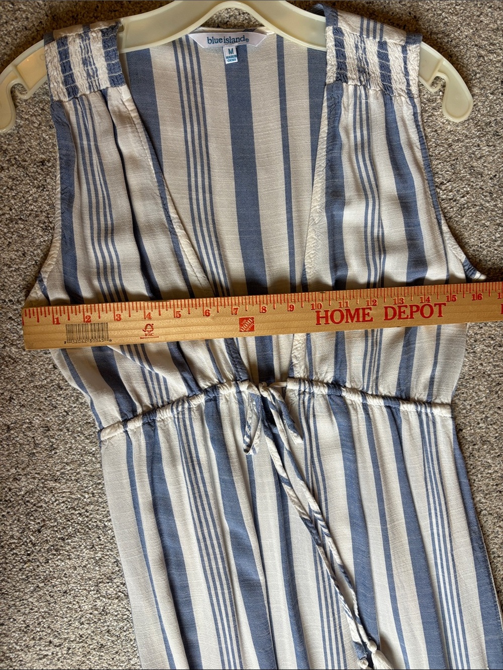 blue island Blue and White Vertical Stripe Maxi Tiered Dress Coverup - Picture 8 of 8
